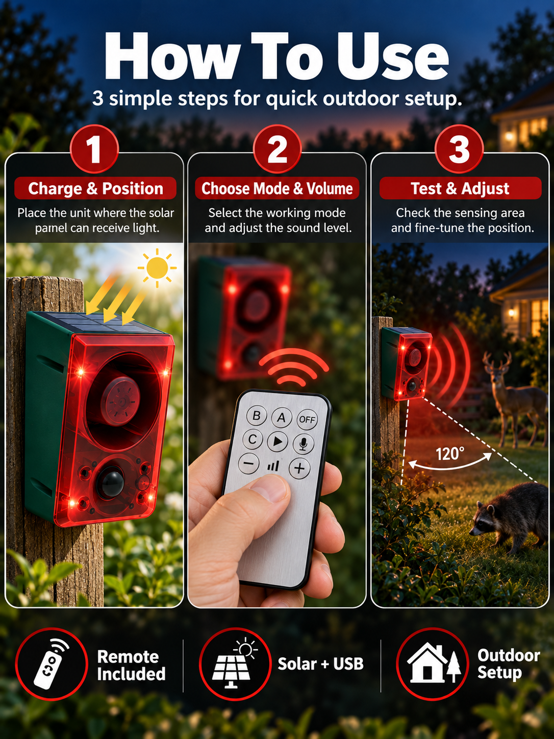 ๐จ Solar-Powered Outdoor Motion Alarm โ Remote-Controlled Farm & Garden Security Siren
