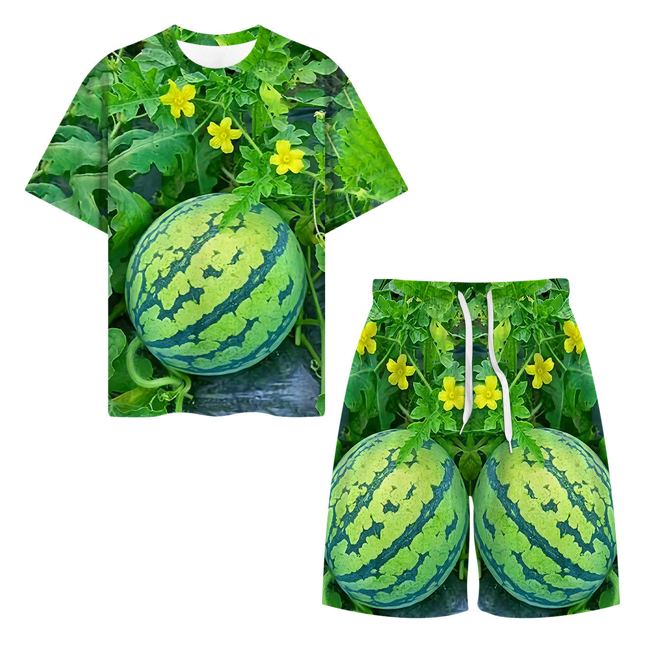 Funny Men's Watermelon Graphic T-Shirt, Fruit Print Summer Tee