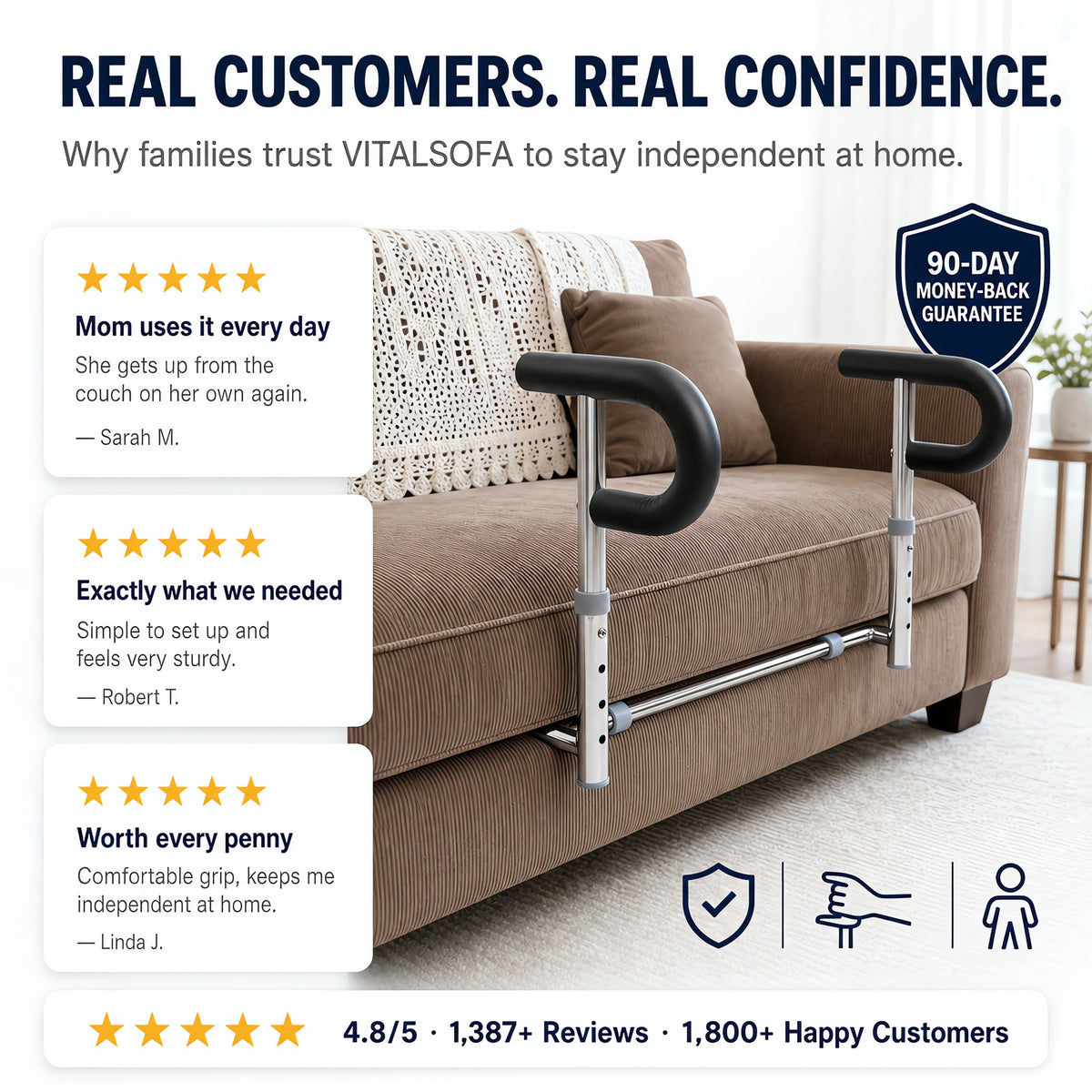 🛋️ Adjustable Sofa Assist Bar with Padded Handles and Heavy-Duty Support