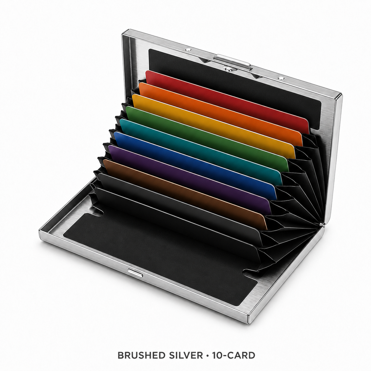 RFID Blocking Stainless Steel Card Wallet β Slim Pop-Up Accordion Card Holder with Cash Slot