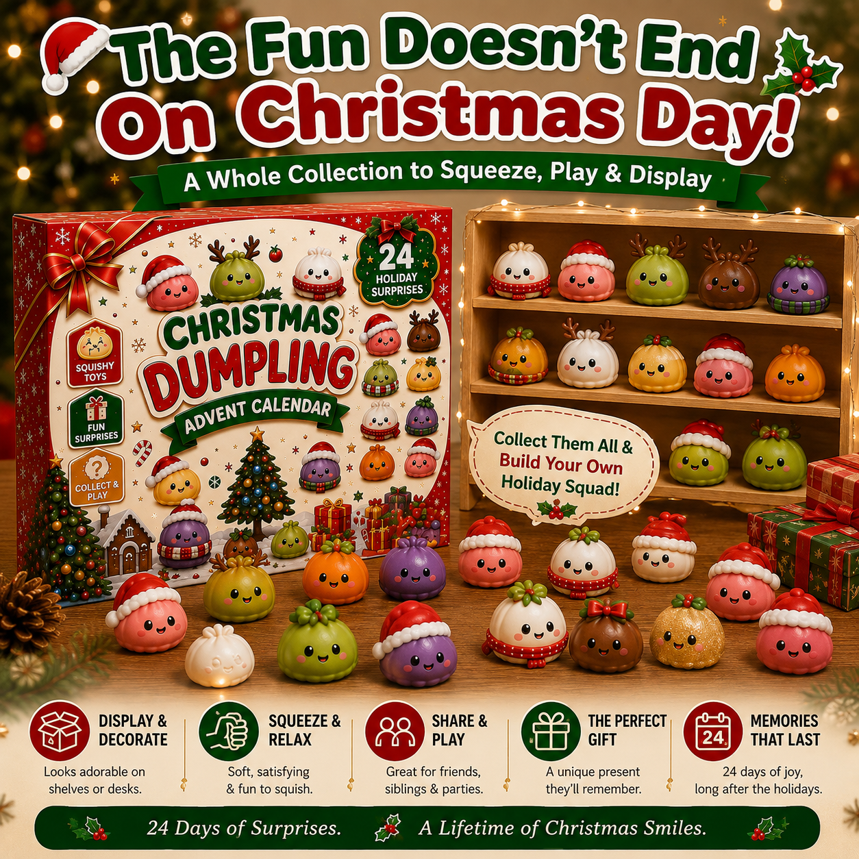 π 24-Day Christmas Dumpling Squishy Advent Calendar β 24 Mini Surprise Toys