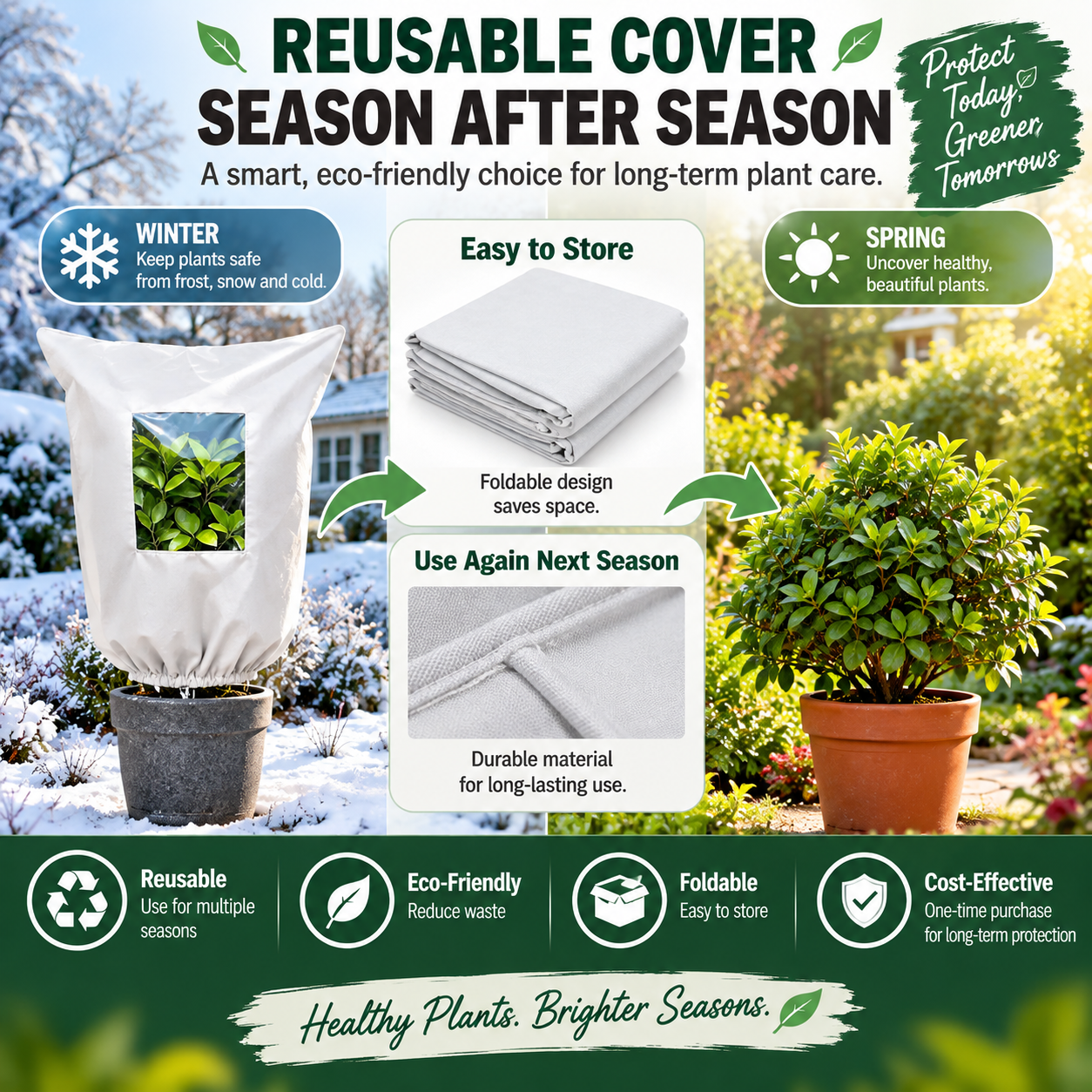 ๐ฟ WINTER GARDEN ESSENTIAL | Plant Frost Protection Cover โ Breathable Reusable Cover for Shrubs, Pots & Young Trees
