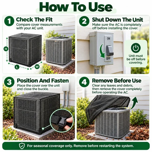 π Outdoor AC Mesh Cover β Leaf & Debris Protection with Buckle Closure for Off-Season Storage