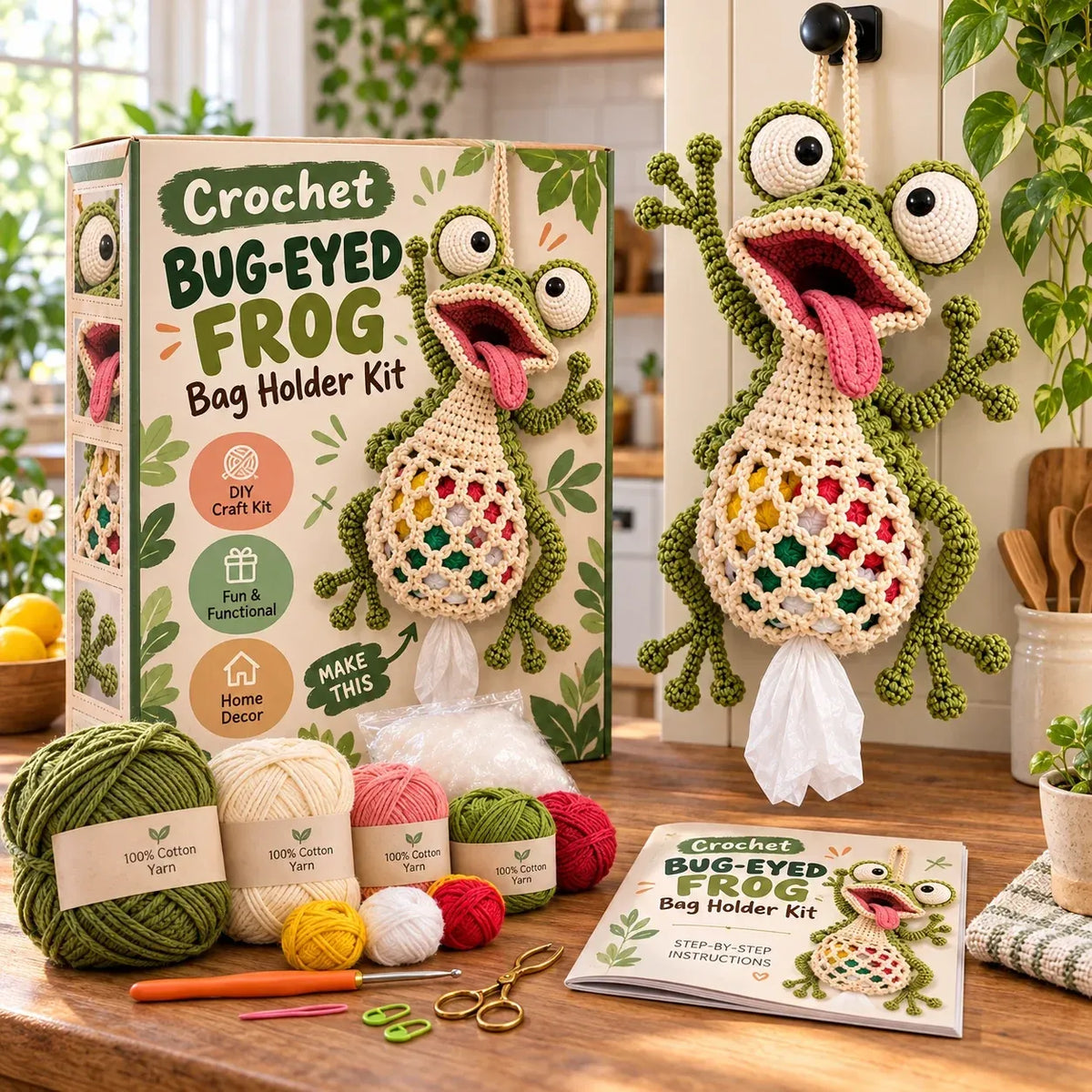🧶 Cottage Harvest Keepers™ – Crochet Animal Bag Holder DIY Kit