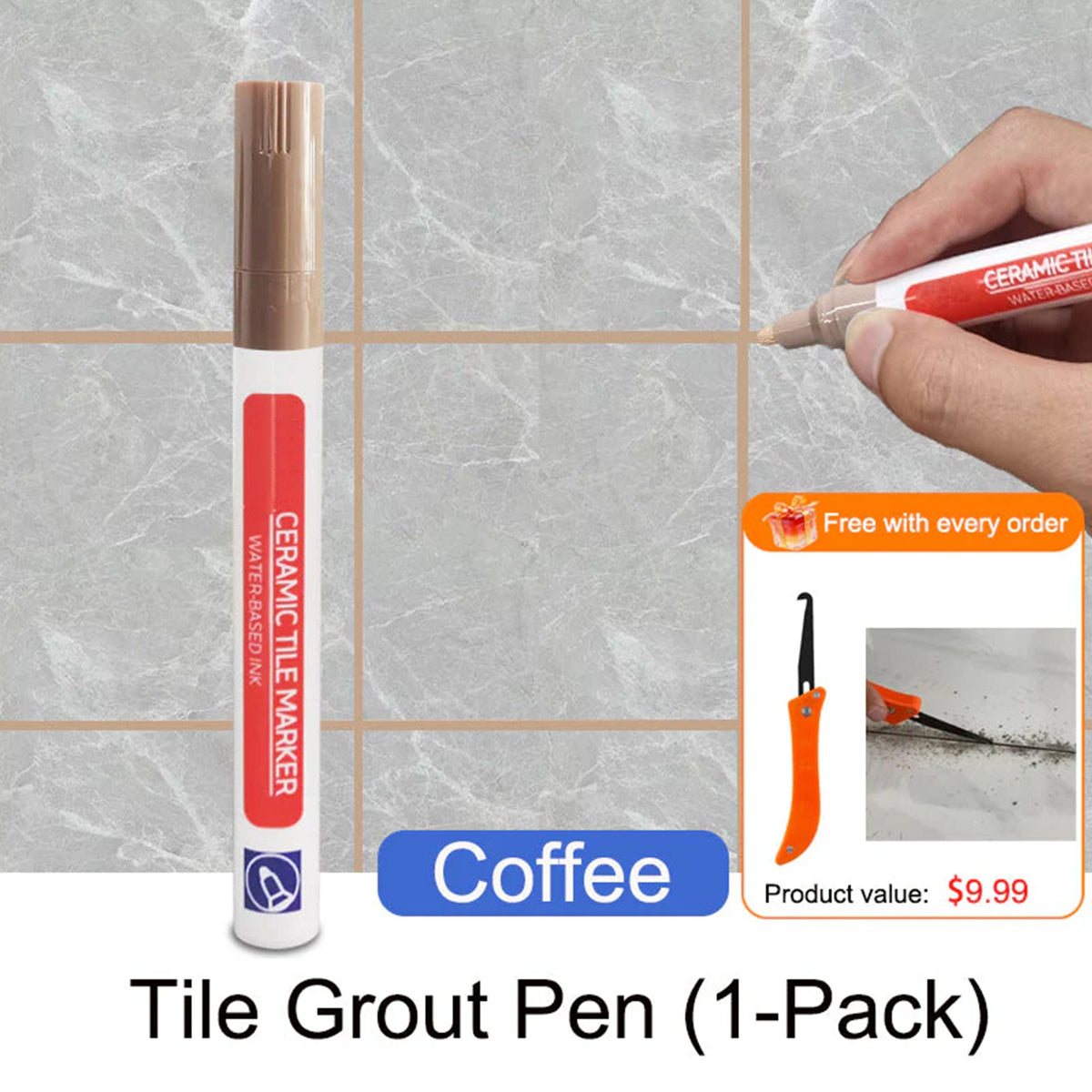 Anti-Mold Waterproof Tile Grout Repair Pen – Quick-Dry Grout Color Restorer
