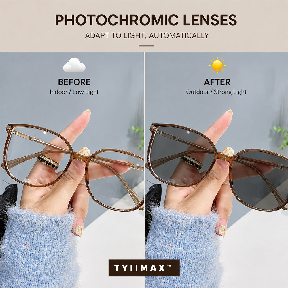 ๐ถ๏ธ Oversized Fashion Prescription Glasses โ Trendy Photochromic Lenses with Blue Light Blocking โจ