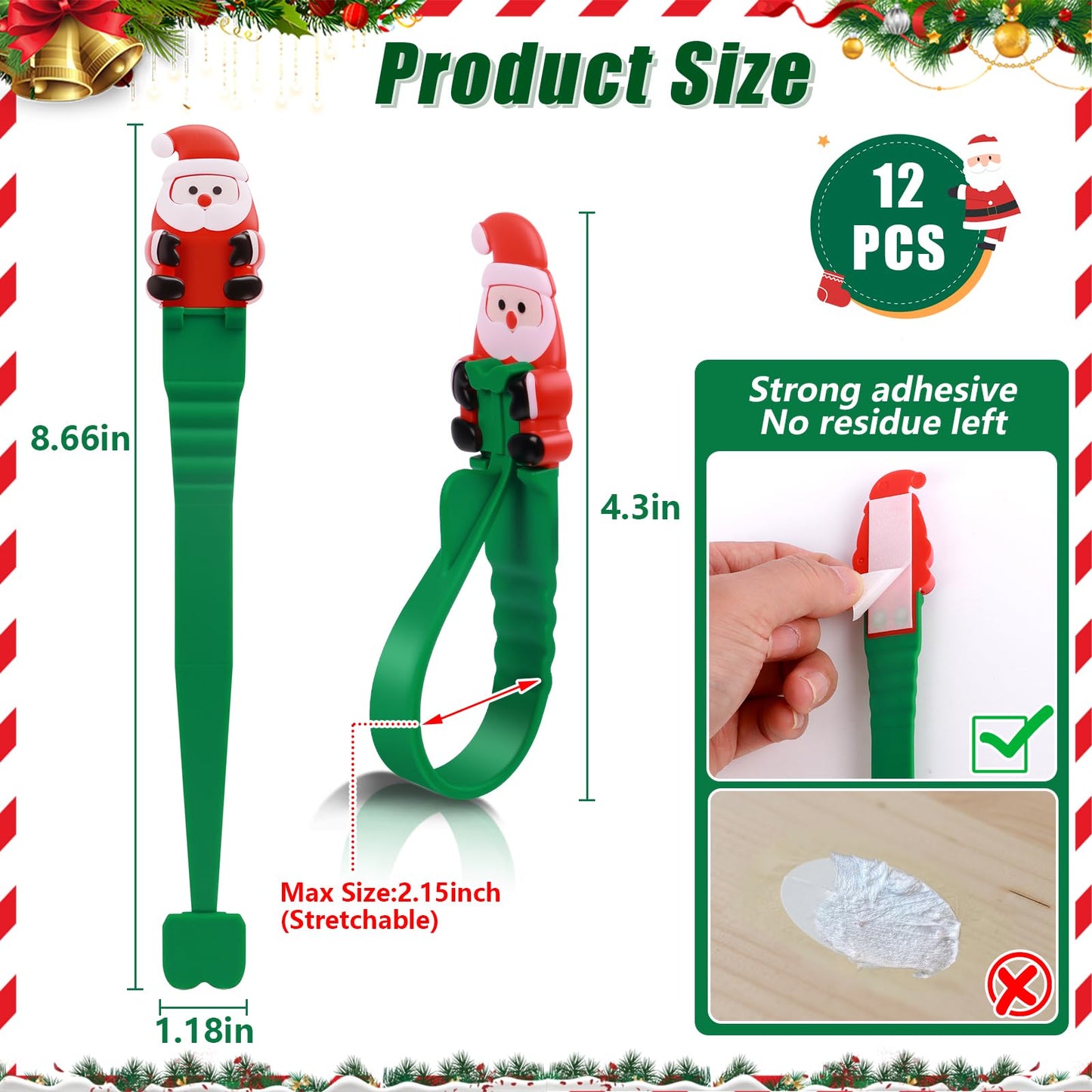 ๐๐
Santa Claus Adhesive Hooks (12-Pack) โ no drills, no nails, just peel, stick, and hang