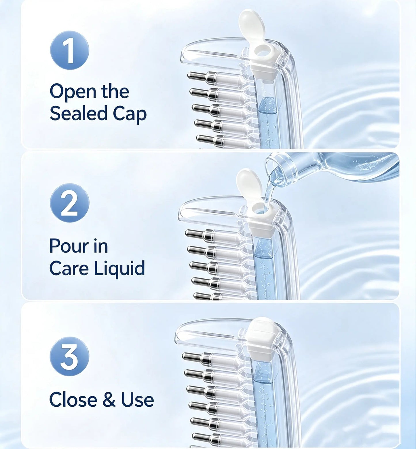 š§Refillable Scalp Oil Applicator Comb with 7 Metal Massage Tips ā Even Root Serum Distribution & Scalp Stimulation for Hair Care