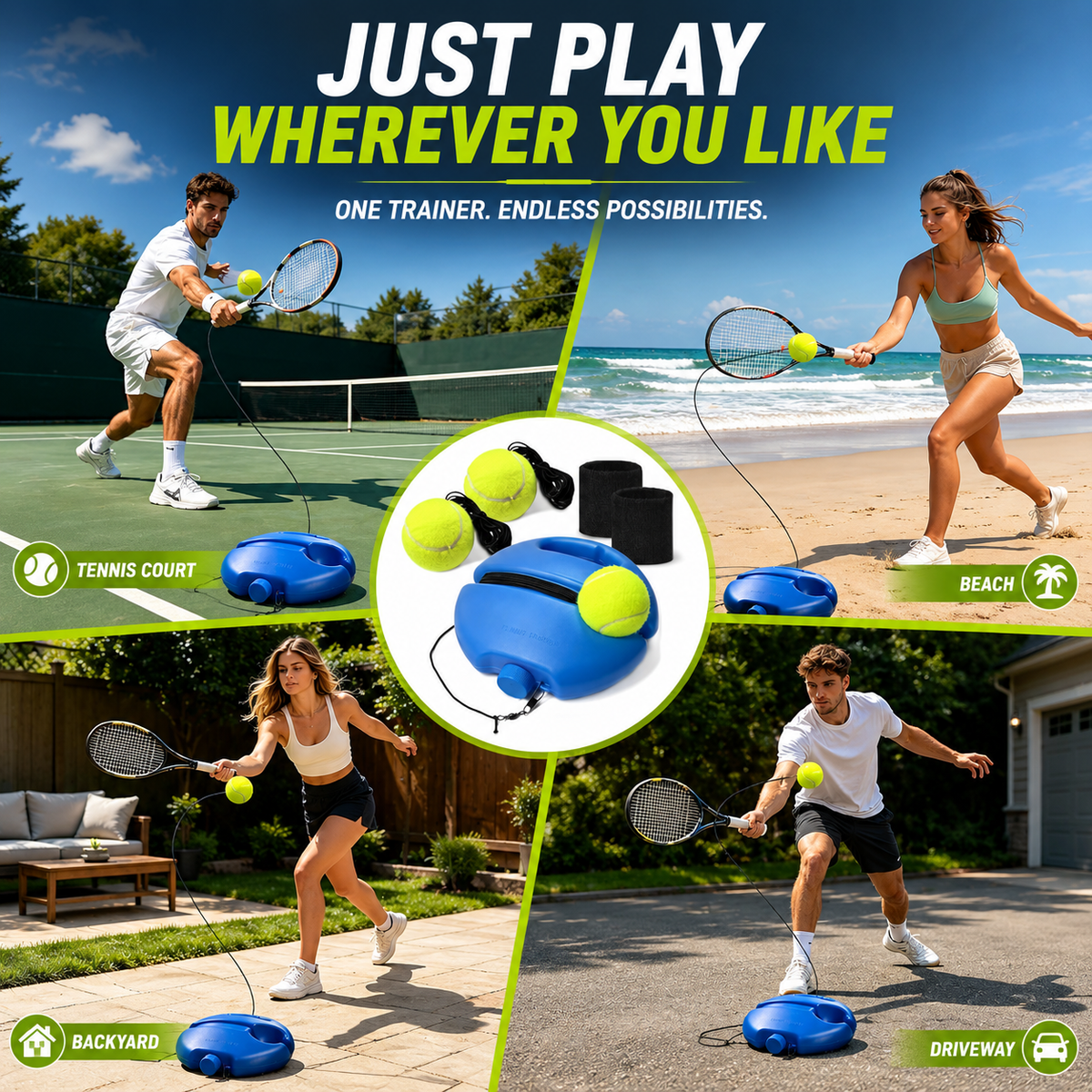 πΎ Solo Tennis Trainer Rebound Set β Practice Anytime, No Partner Needed