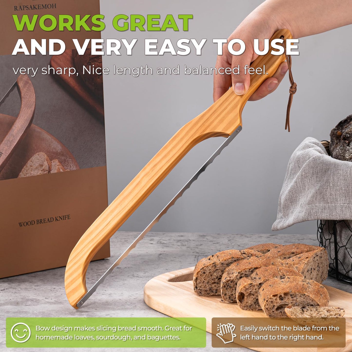 🍞 Premium Wooden Bow Bread Knife for Effortlessly Slicing Homemade Sourdough and Artisan Loaves