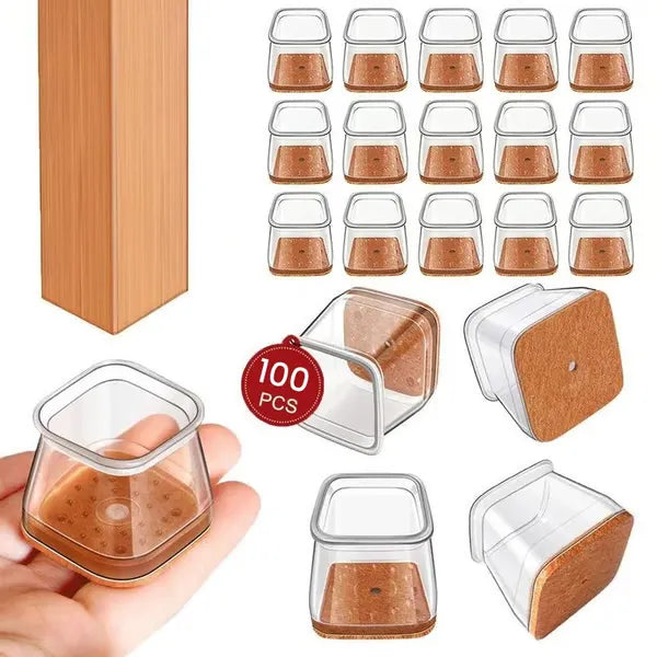 Square Chair Leg Protectors for Hardwood Floor Fits All Shape Chair Mat for Wood and Tile Floors. Chair Leg Universal Cover Elastic Mold