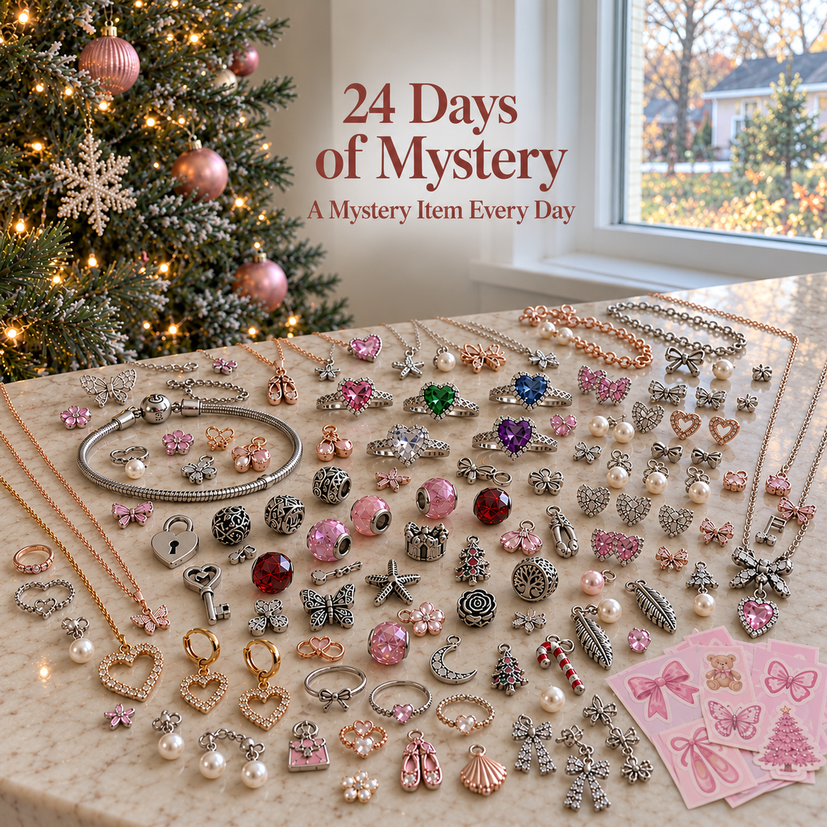 🎀 24-Day Jewelry Advent Calendar – Daily Mystery Charms & Holiday Surprises ✨🎄