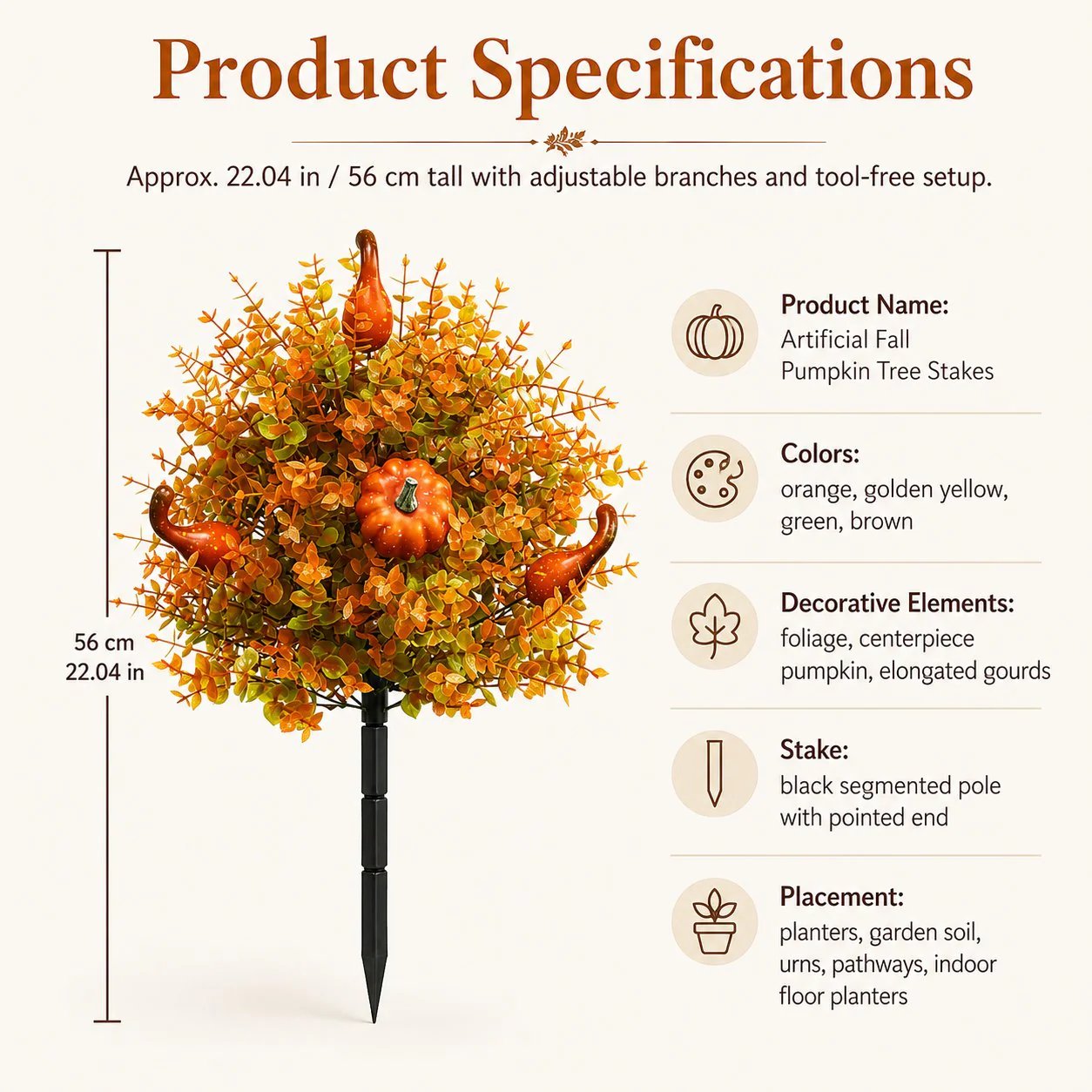 🔥 Artificial Fall Pumpkin Tree Stakes