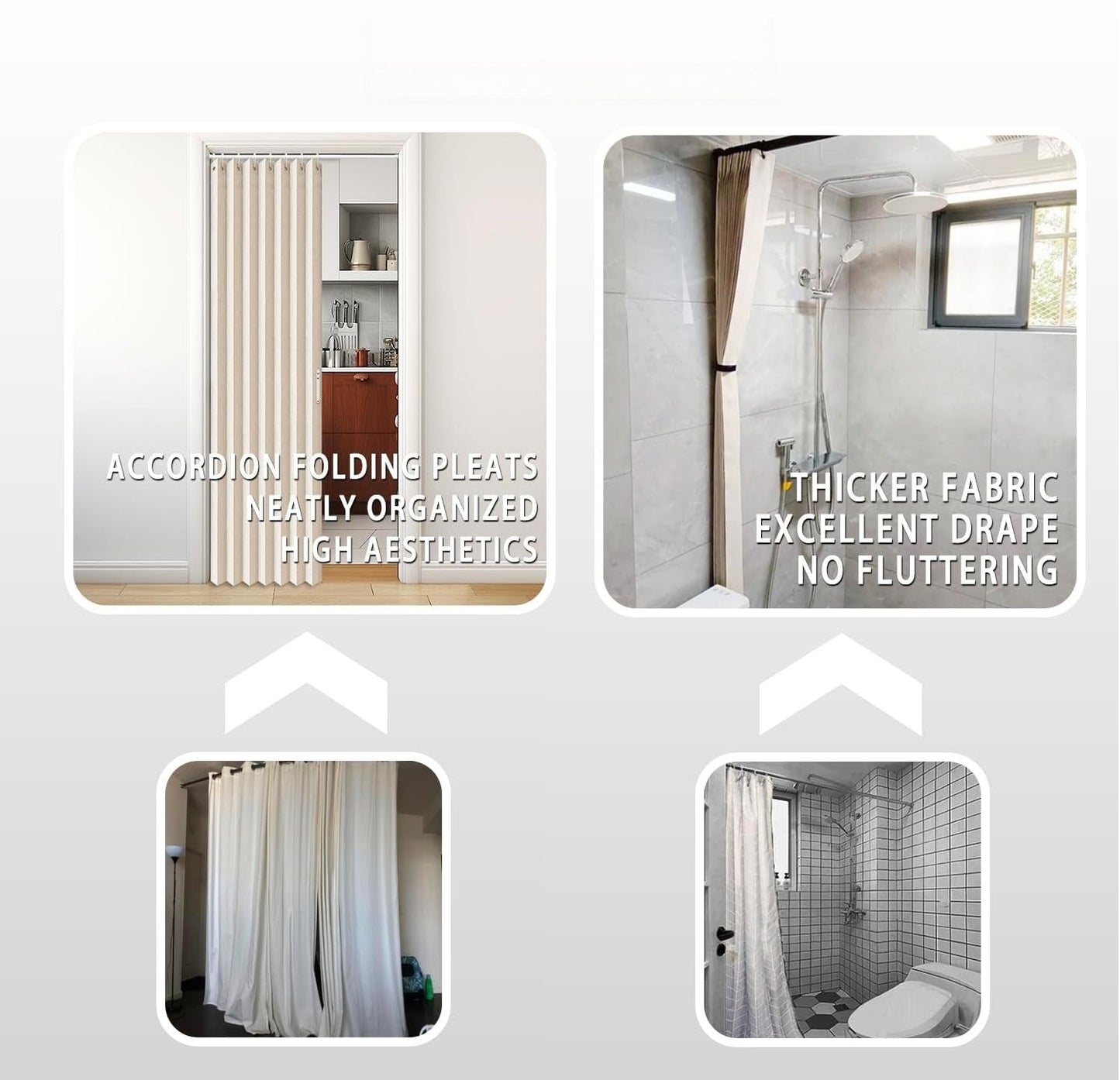 Room Partition Divider Curtains, Pleated Folding Door Curtain for Doorways