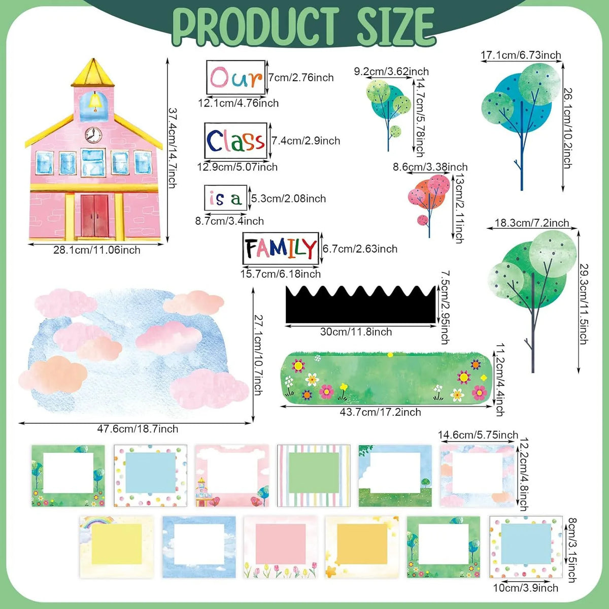 🏫'Our Class Is a Big Family' Photo-Frame Style Bulletin Board Decoration🎒