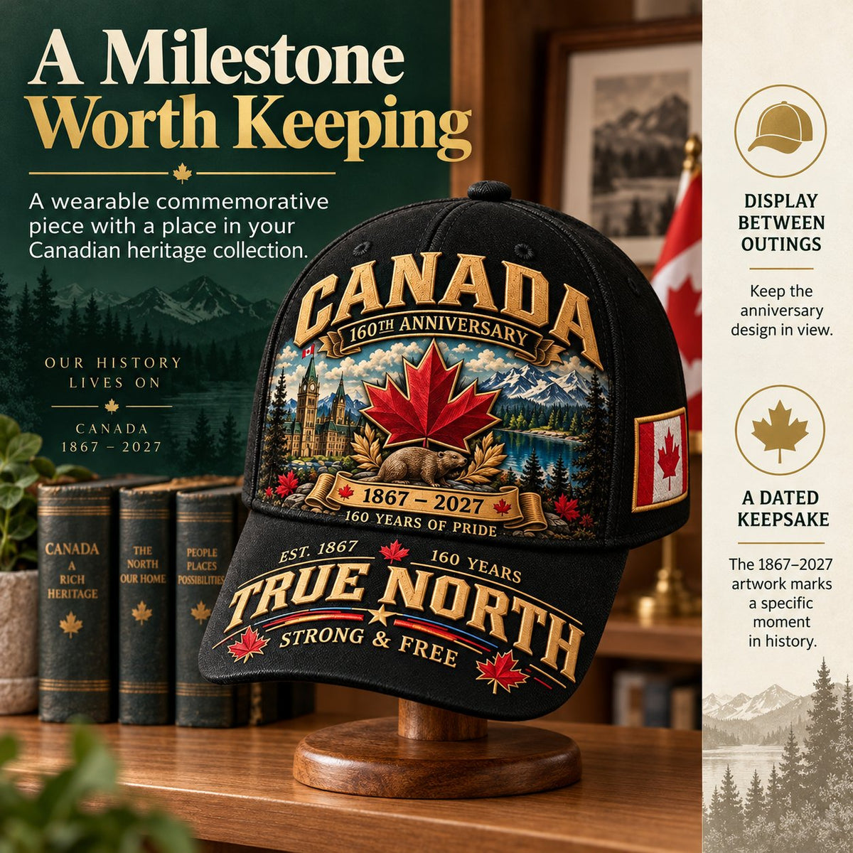 ๐49% OFF - ๐ Canada 160th Anniversary 1867โ2027 โ Premium Heritage Cap | Cotton-Poly Blend โข Detailed Embroidery โข Adjustable Fit ๐ฆ๐บ