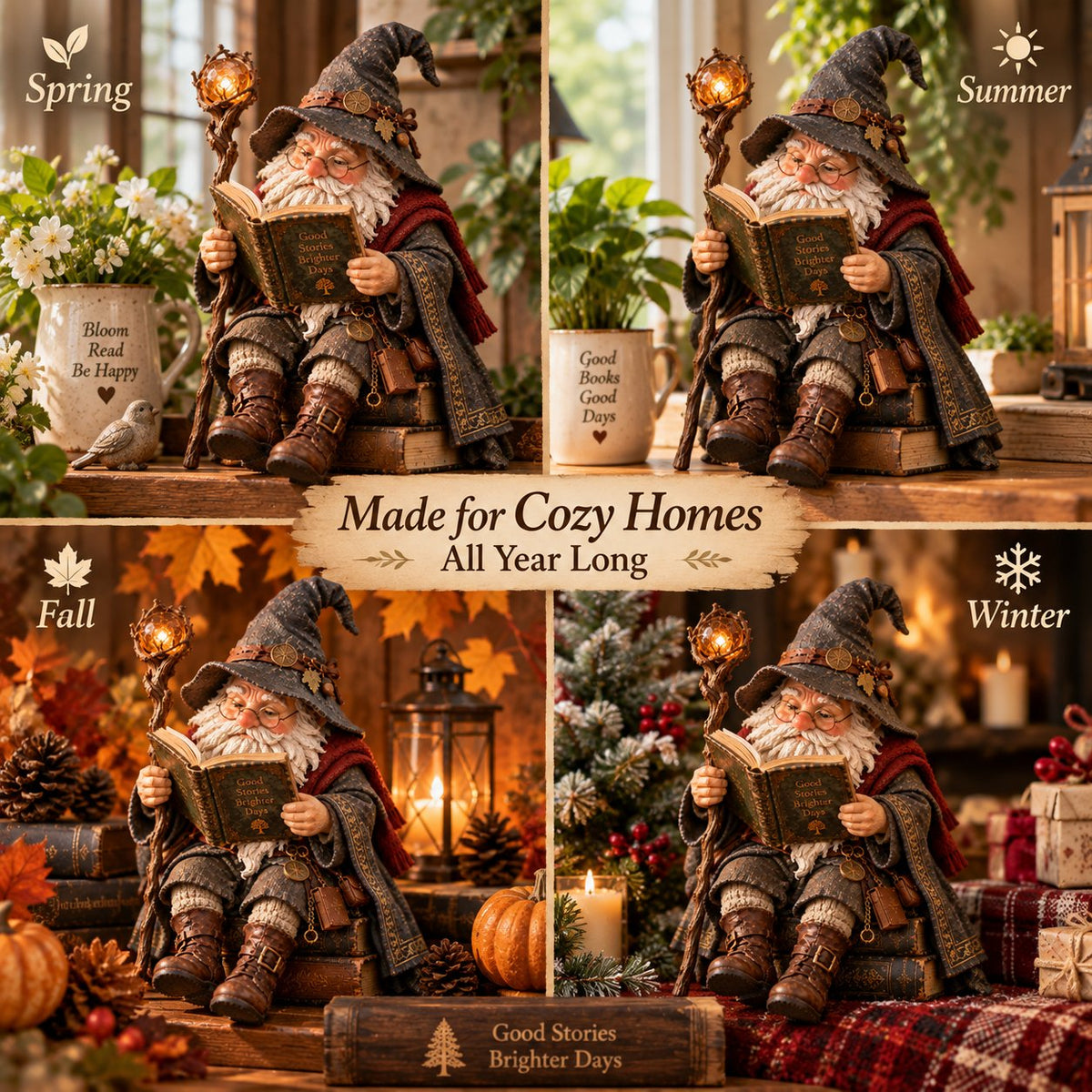 π₯LAST DAY 50% OFFπ§ββοΈ The Wandering Scholar Gnome β Enchanted Reading Wizard Figurine