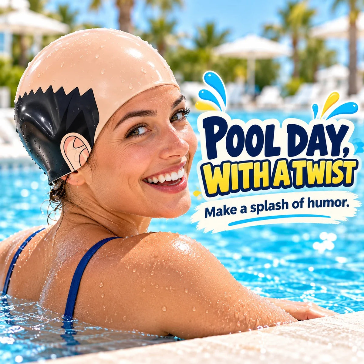 π Funny Bald-Head Swim Cap β Pool Day Laughs & Gifts ππ