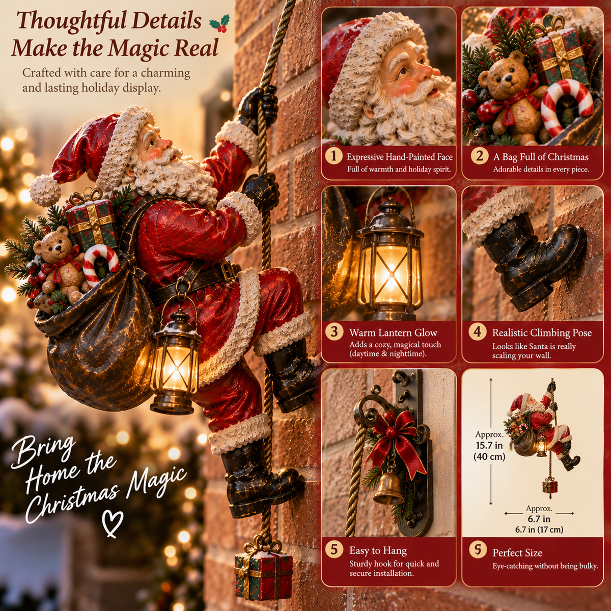 Santaโs Secret Climb โ Lighted Christmas Wall Decoration ๐โจ