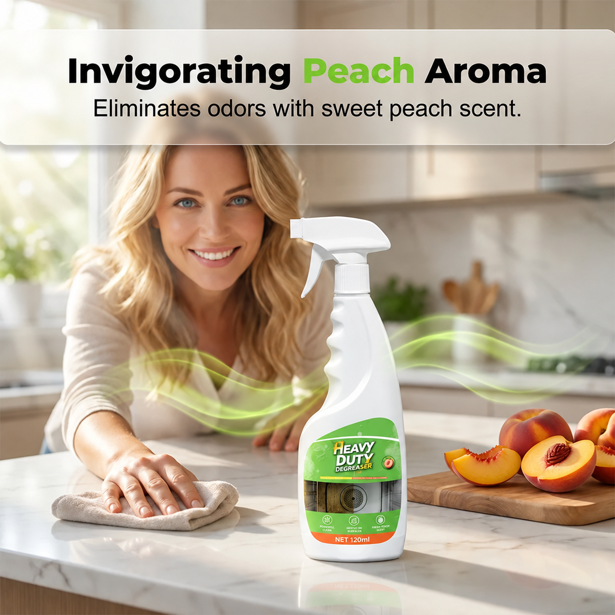 ✨🧽 Heavy-Duty Grease Remover Spray – Fast Kitchen Cleaning with a Sweet Peach Scent