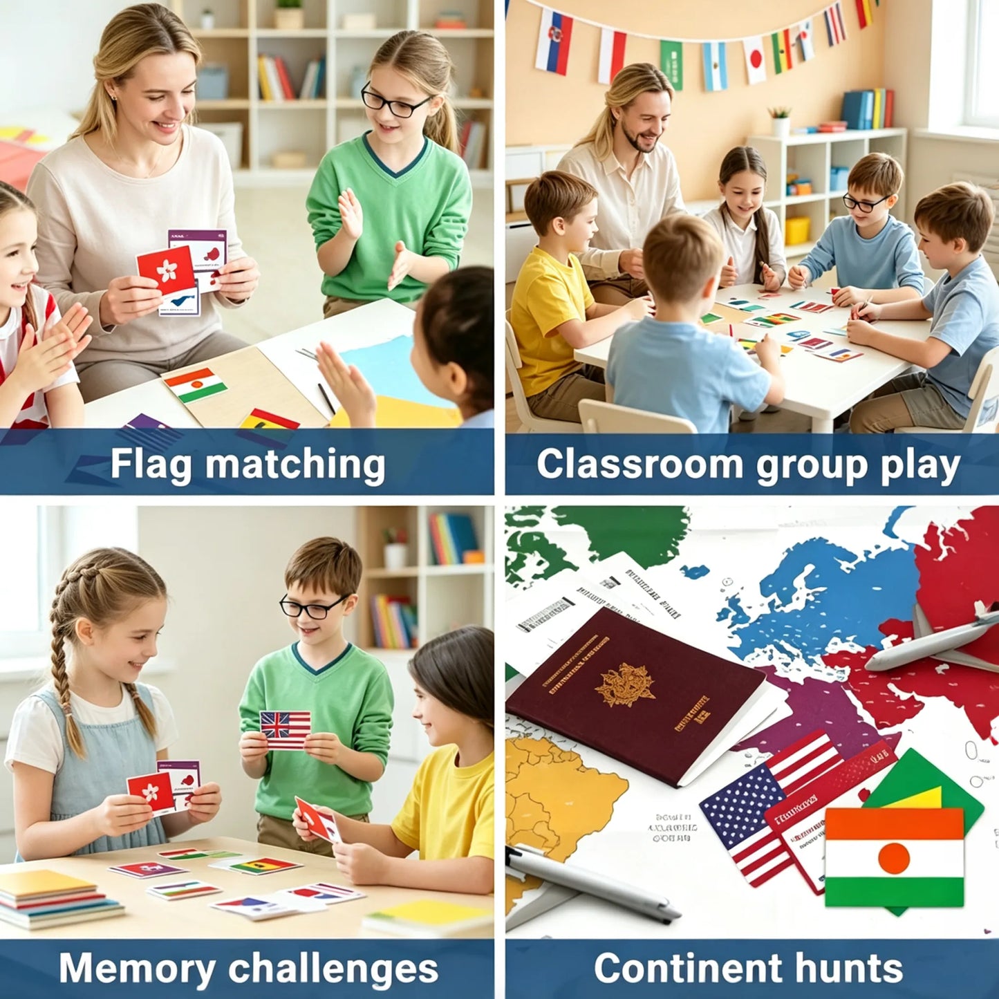 ๐245-Piece World Flags Flashcards Set โ Fun Geography Learning Game for Kids & Adults with World Map ๐