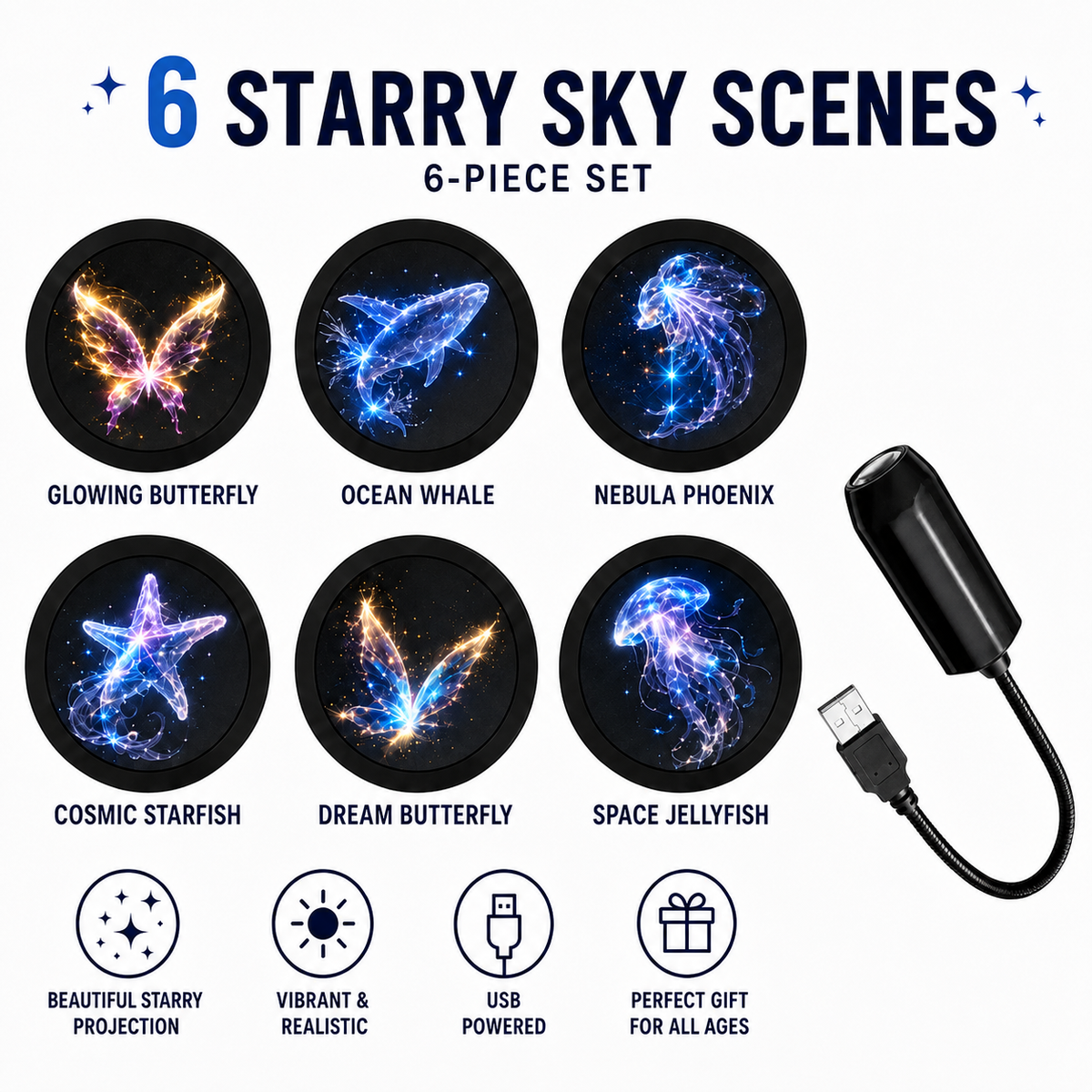 HD Holiday Scene Projector β Swappable Discs, USB Plug & Play | Christmas, Halloween & Galaxy
