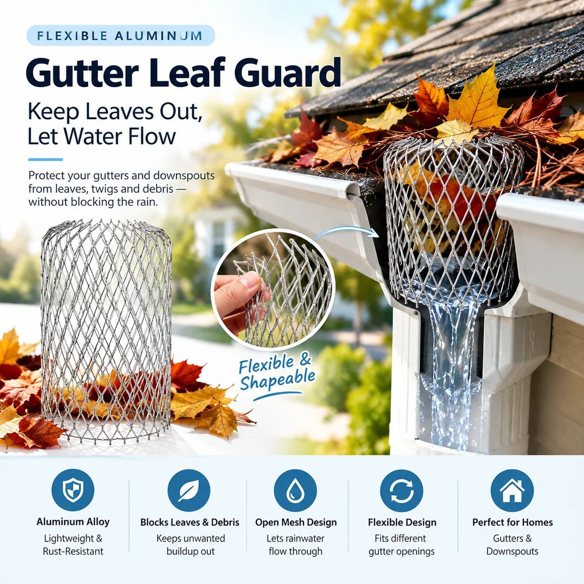 ππ‘οΈ Flexible Aluminum Gutter Leaf Guard β Keep Leaves Out, Let Water Flow