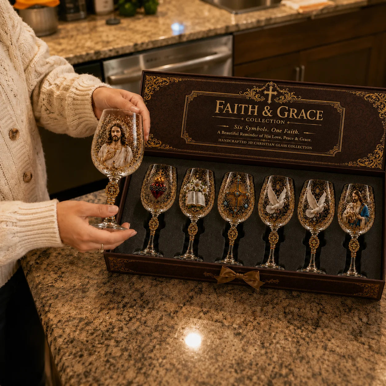 ✝️Faith & Grace 3D Christian Wine Glass Set – Meaningful Faith Gift🎁