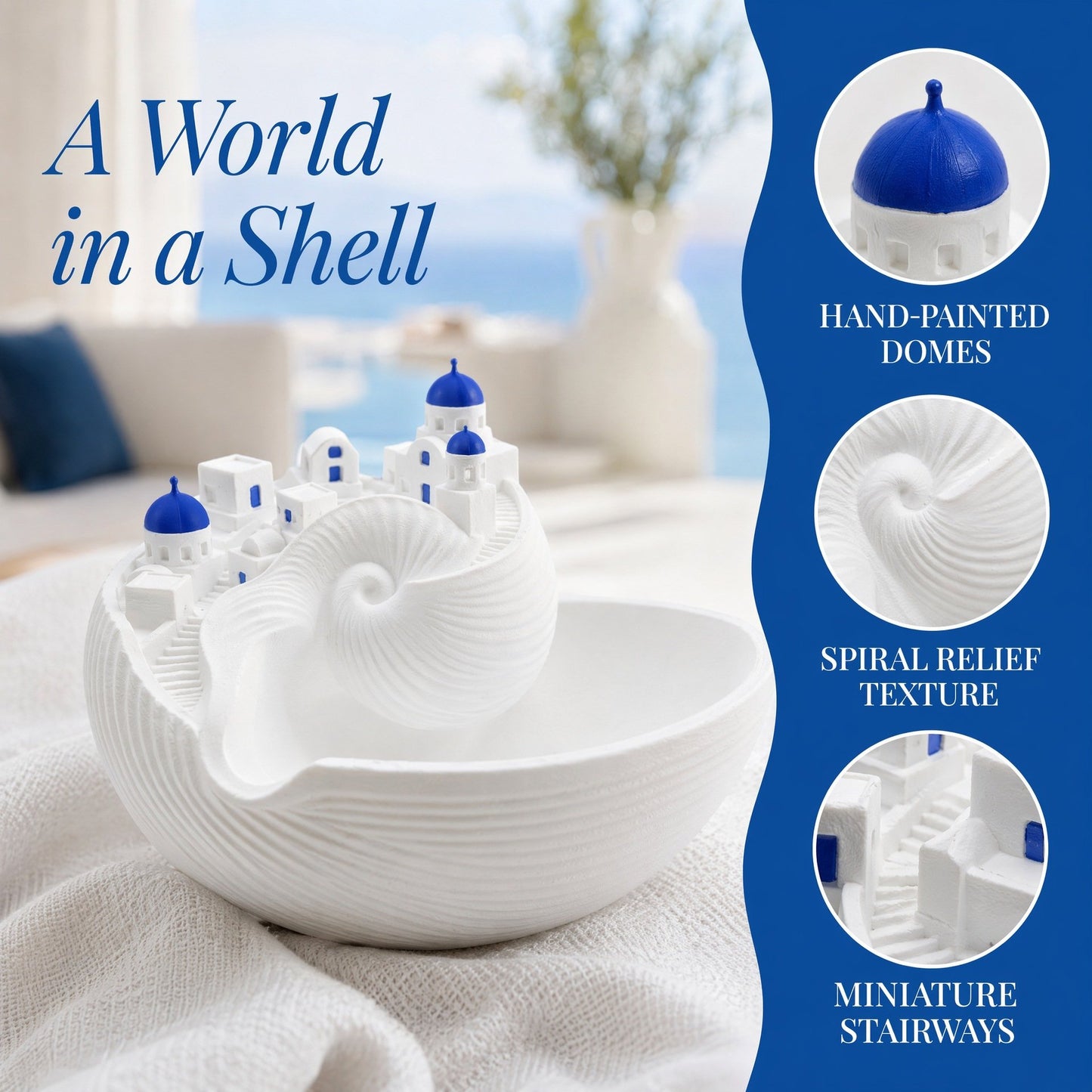 Santorini Seashell Catchall Bowl – Greek Island Miniature Jewelry & Key Dish