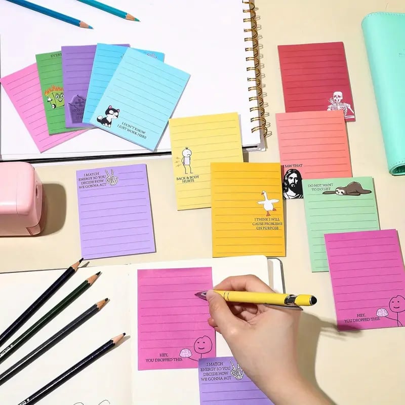 ๐ผ๐ 12-Pack Sarcastic Office Sticky Notes โ Funny Coworker Memo Pads & Hilarious Desk Gifts