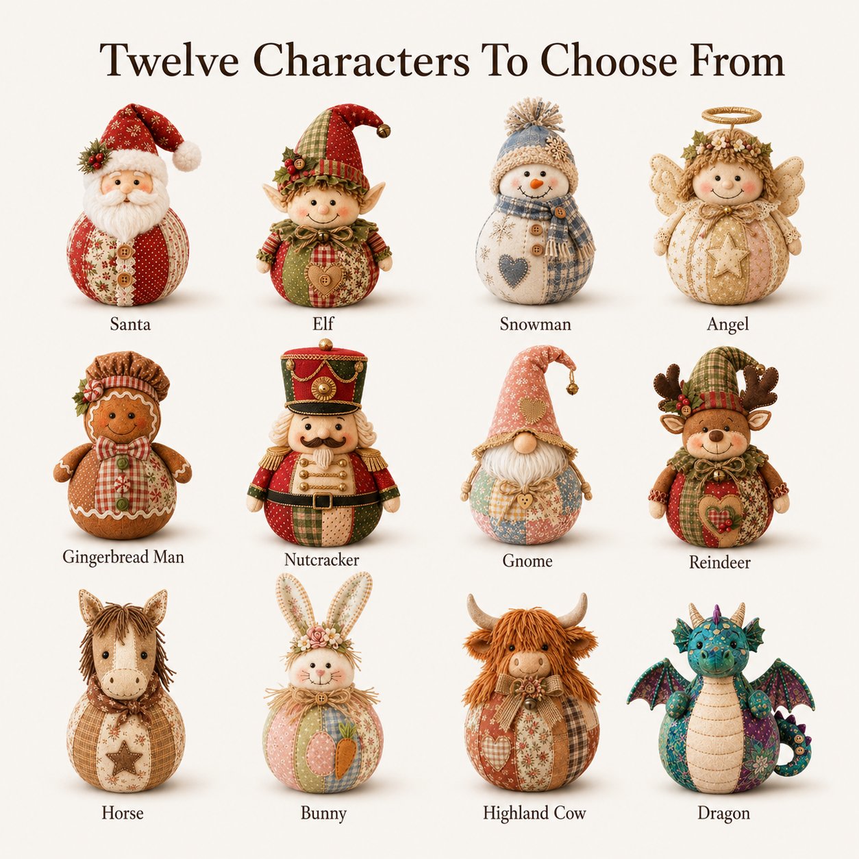 🎅Patchwork Fabric Doll DIY Kit | ✨Create a Cozy Handmade Character for Every Season!