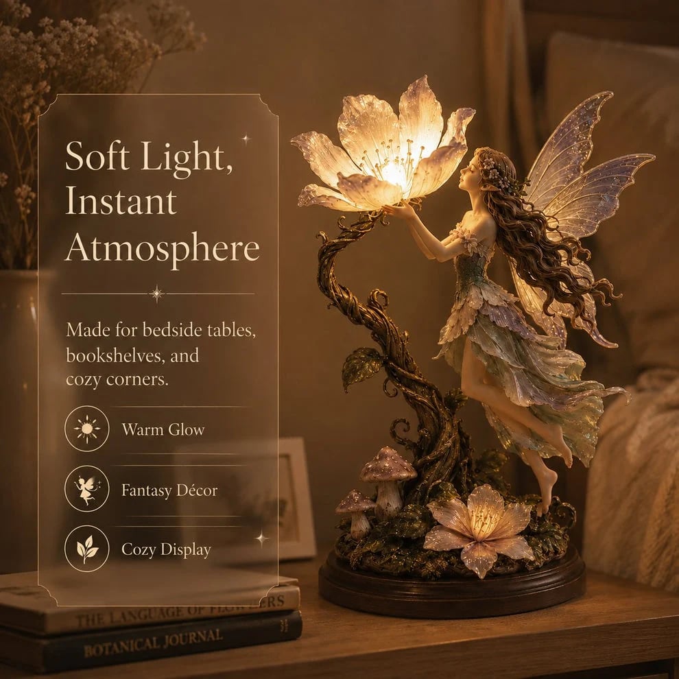 ๐ง๐บ Glowing Fairy Garden Sculpture โ Magical Floral Ambient Light for Cozy Spaces ๐