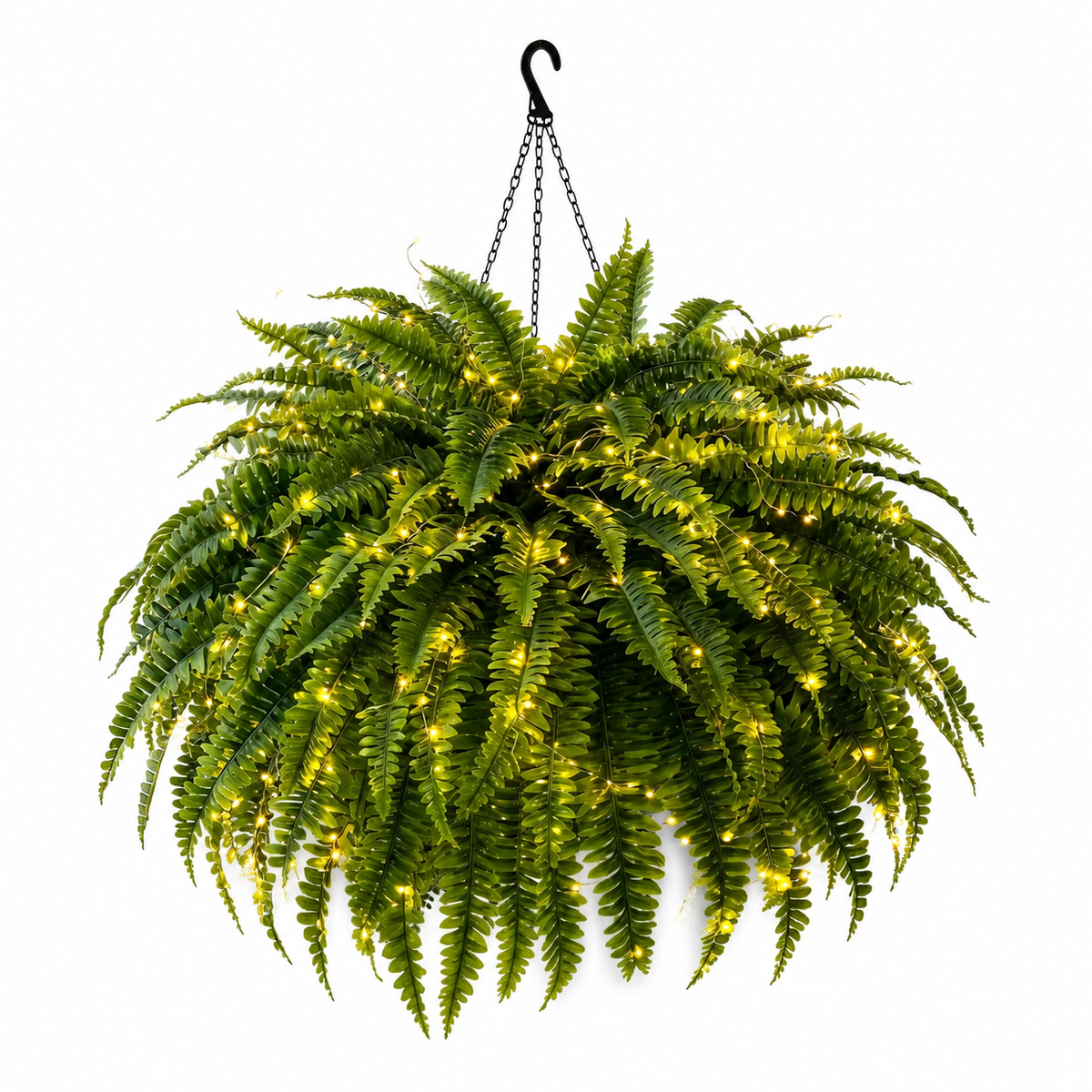 Oversized Pre-Lit Artificial Boston Ferns - No watering, No fading