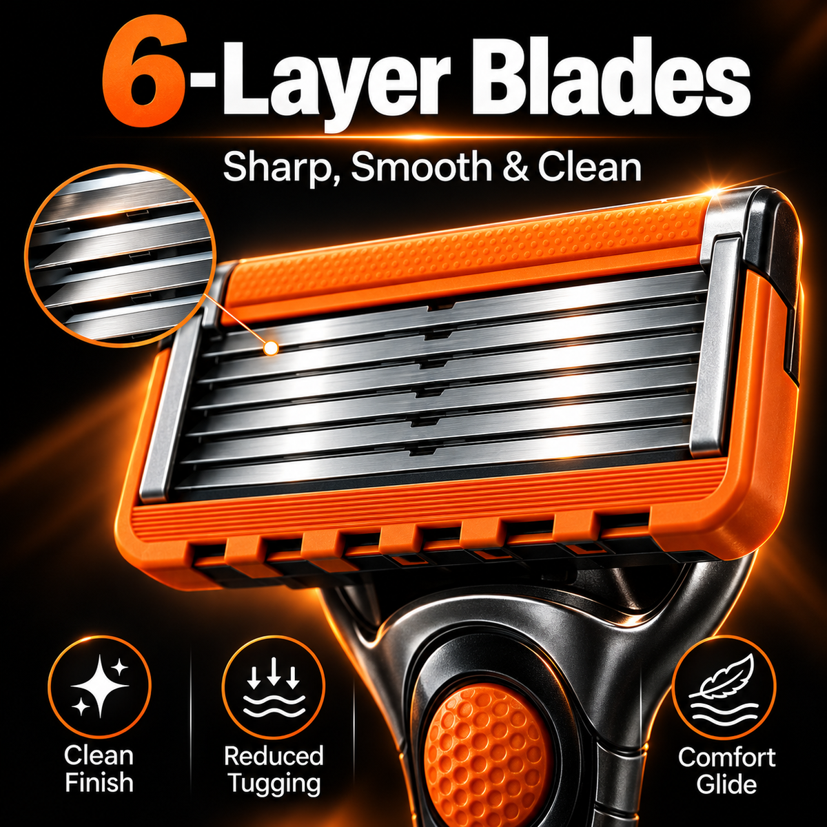 ✨Men's Razor Blade Replacement, 24 Pcs Razor Blade & 1 Count Handle