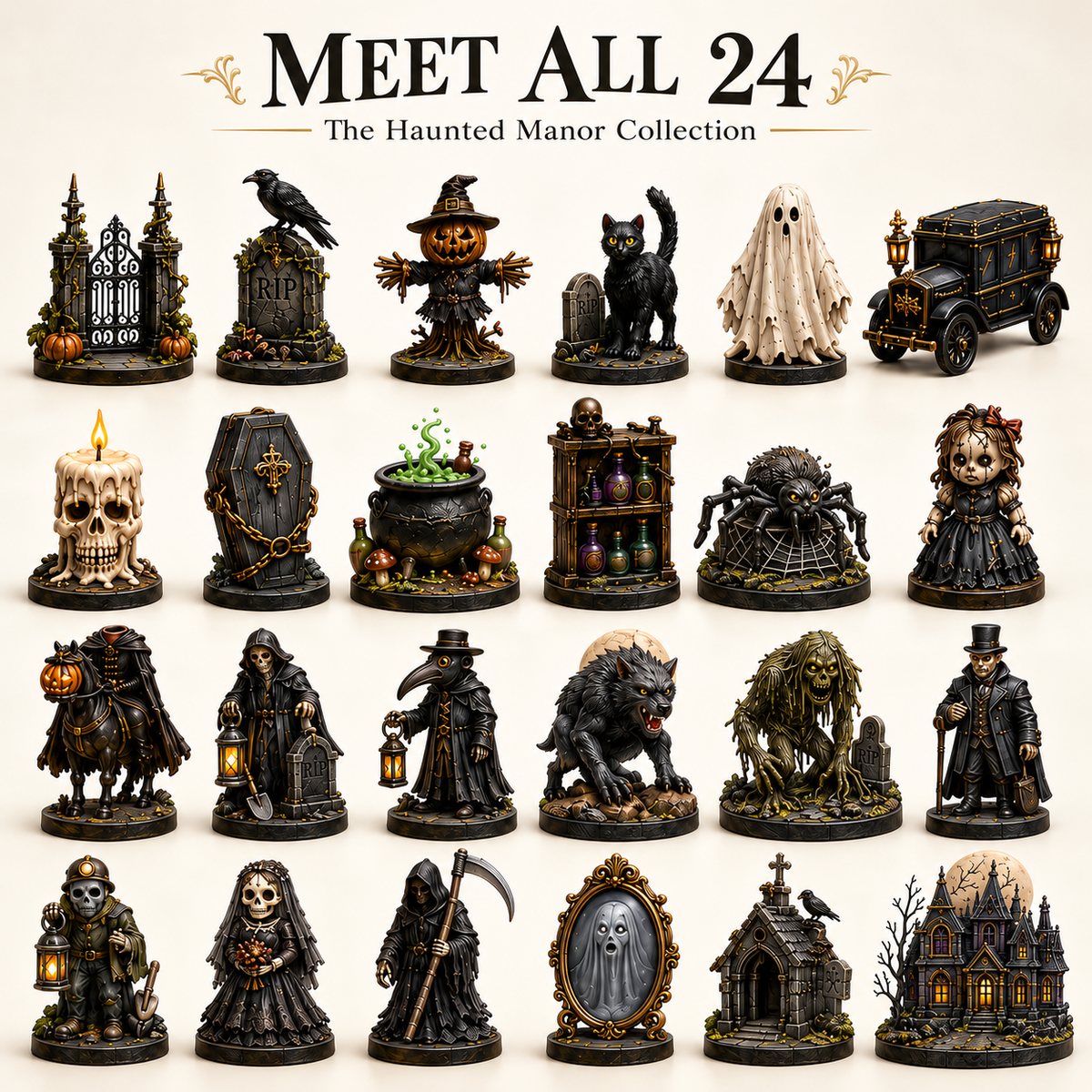 Haunted Manor Halloween Countdown Calendar 2026 – 24 Nights of Terror Gothic Miniature Collectibles