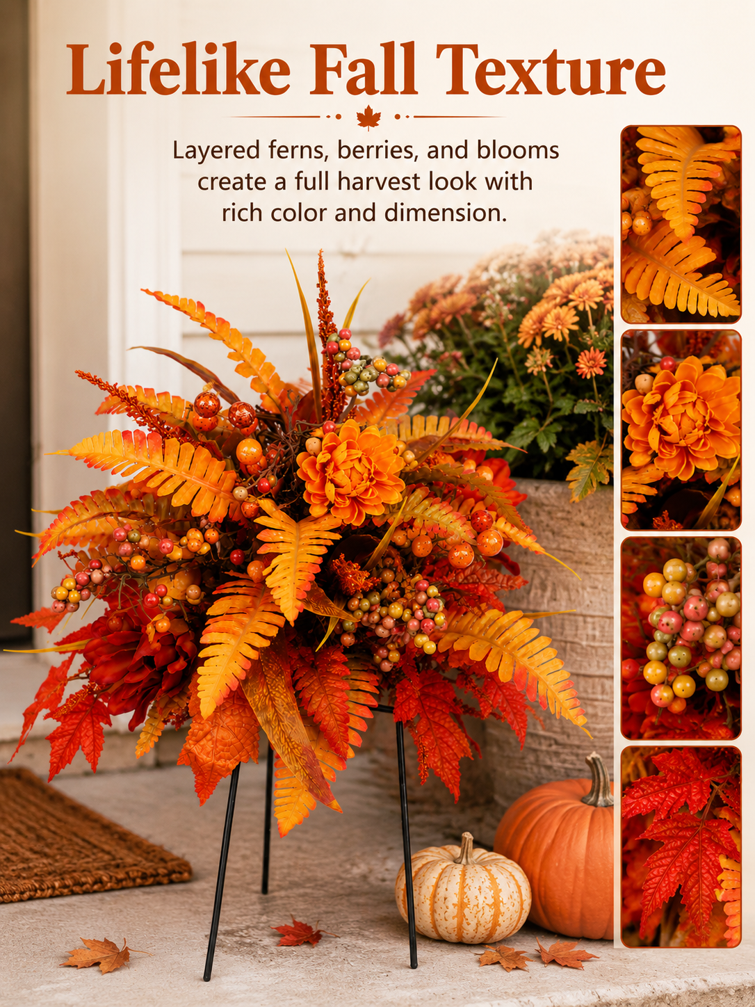 šAutumn Harvest Floral Garden Stake Arrangement