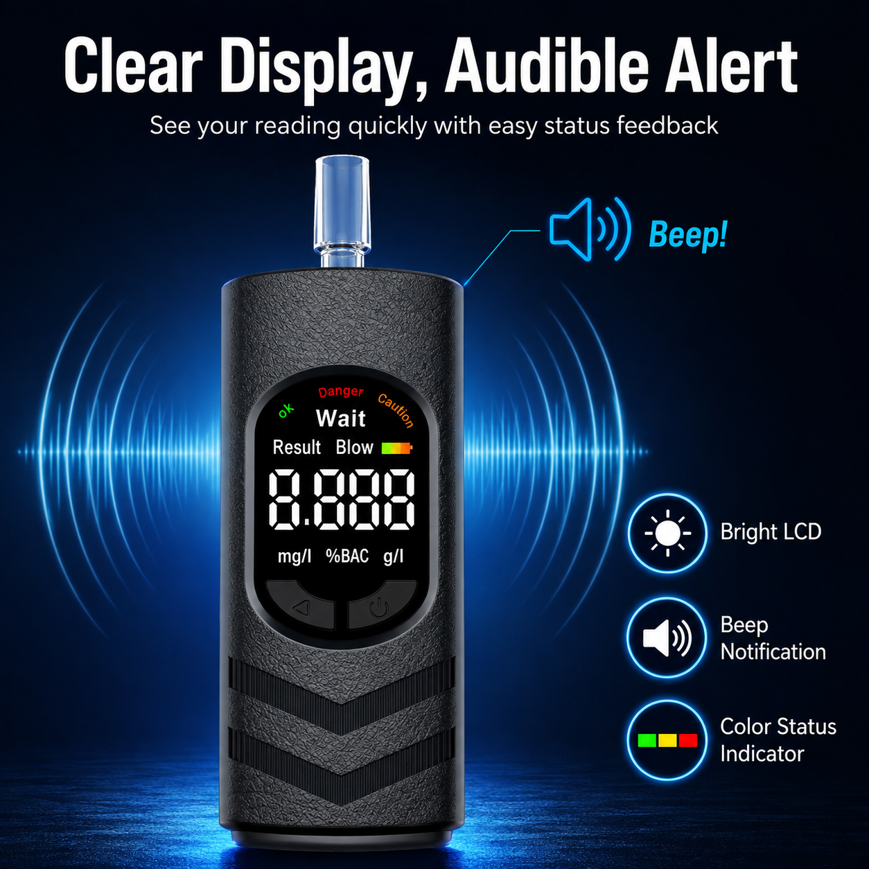 šRechargeable Digital Alcohol Tester with Voice Broadcast