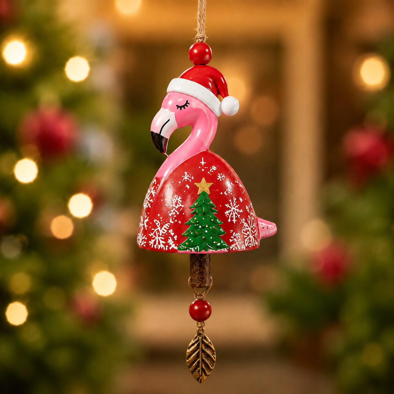 🦩 Christmas Flamingo Bell Ornament 🎄 | 6 Styles Holiday Hanging Pendant | Xmas Tree Decoration Home Party Wind Chime Gift