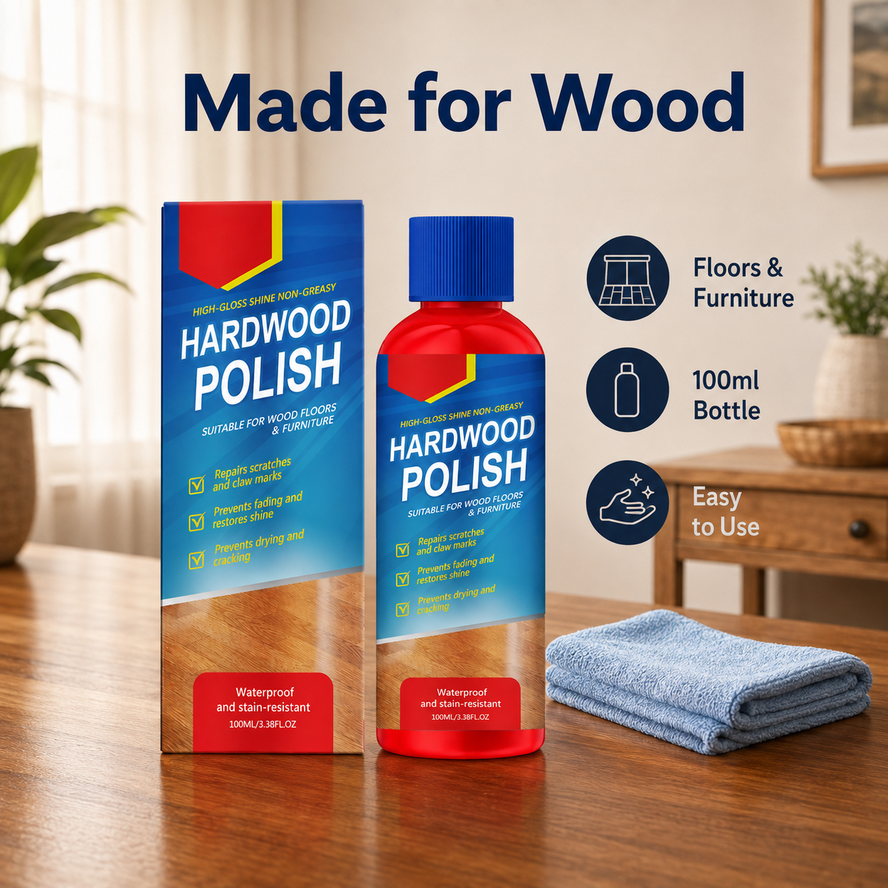 ✨ Hardwood Floor Restorer and Polish for Instant Scratch Repair and High-Gloss Protection