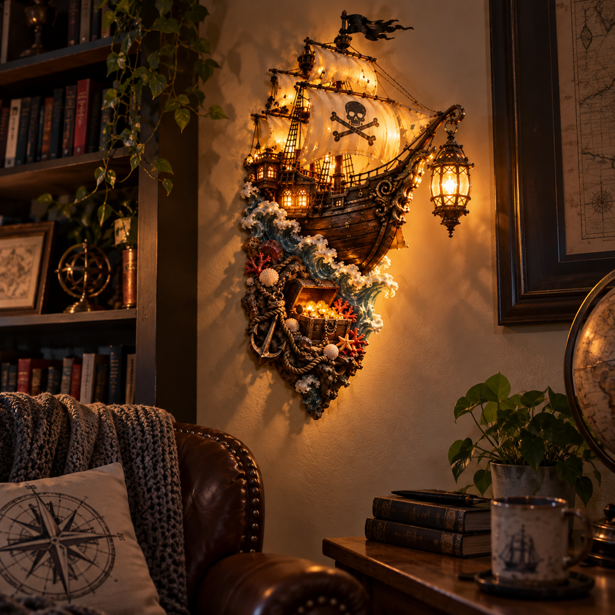 ⛵Ghost Ship Lantern – Light-Up Nautical Wall Decor