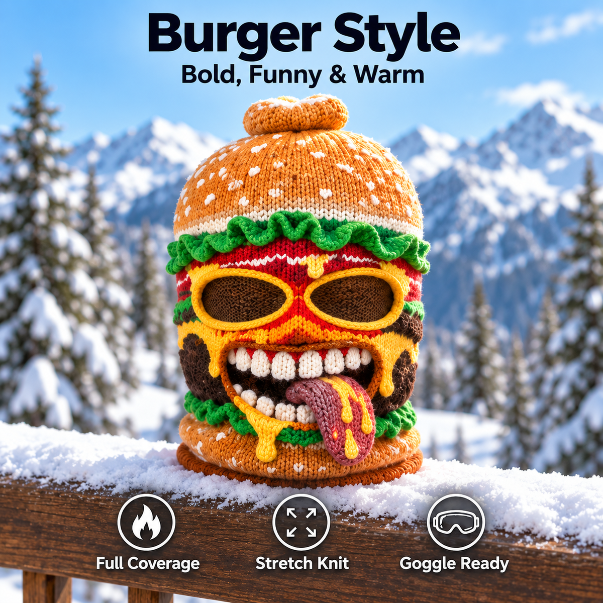 ππ 3D Funny Food Knit Ski Mask for Warm Winter Adventures