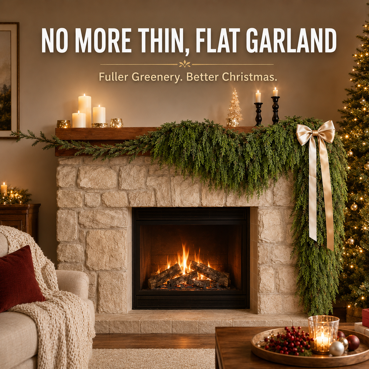 ๐ 2-Pack Real-Touch Cedar Garland โ Lush Christmas Greenery