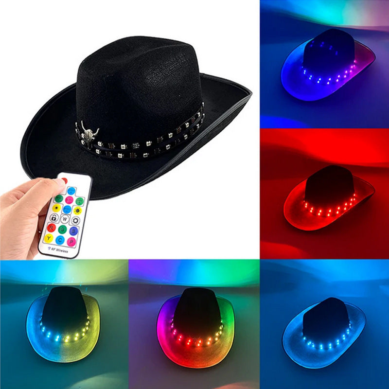 Light Up the Night 👻 LED Glow Cowboy Hat – Halloween Party Costume