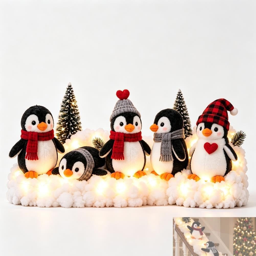 🔥Buy 2 Get 10% OFF🔥Playful Penguin Snowy Stair Railing Decor