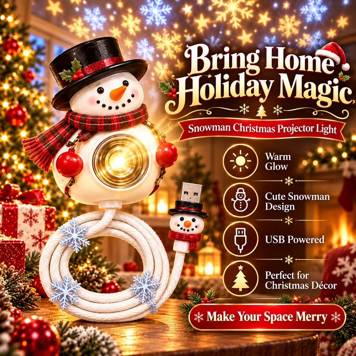 βπBring Home Holiday Magic β Snowman Christmas Projector Light With Festive Glowπ