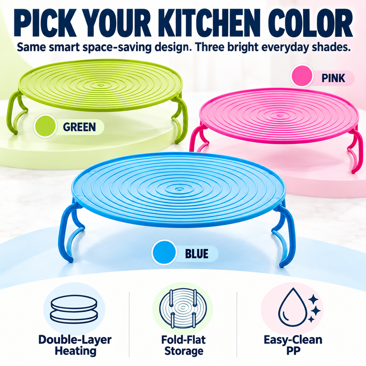 🍽️ 2-in-1 Microwave Plate Stacker & Heat-Resistant Trivet – Double Your Microwave Space