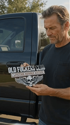 ๐ OLD F*CKERS CLUB Metal Car Emblem | Chrome Peel-and-Stick Badge for Trucks, SUVs, Toolboxes & Garages ๐