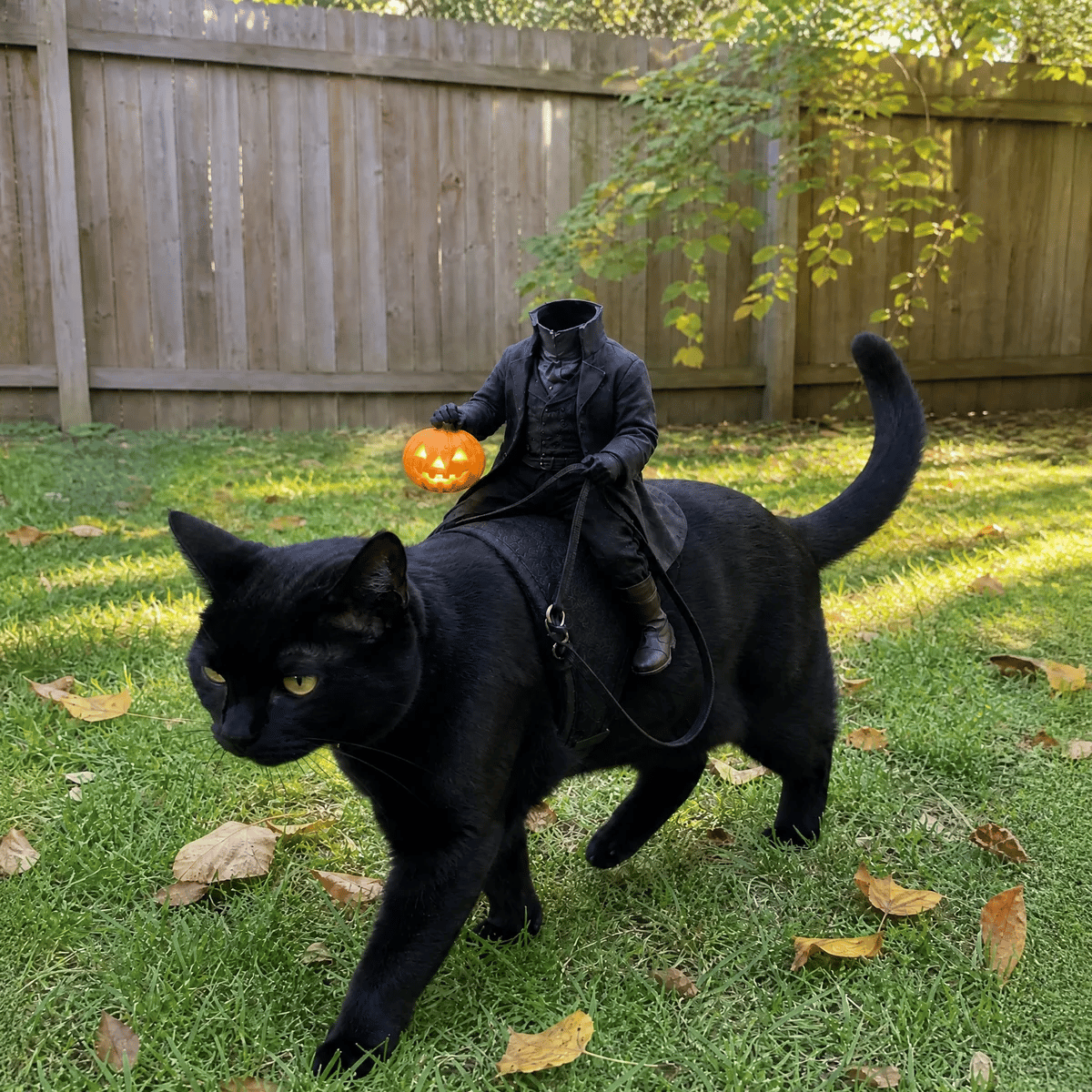 π Headless Horseman Pet Costume β Hilarious Halloween Rider for Cats & Dogs π