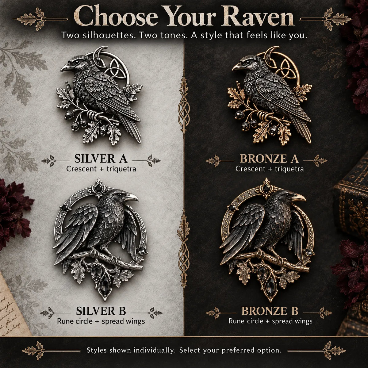 π¦ββ¬ Gothic Celtic Raven Brooch β Dark Academia Statement Pin