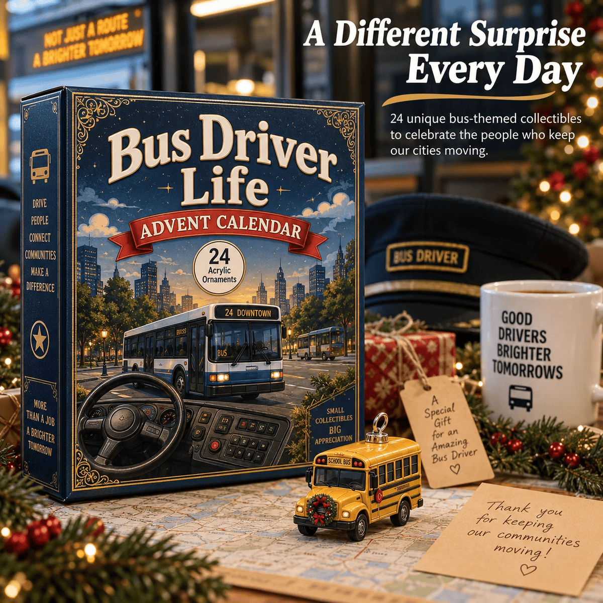 ๐ Driverโs Christmas Countdown | 24 Days of Bus-Themed Acrylic Surprises โจ